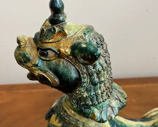 C39 - $75. Foo Dog Designed & Modeled by Seven Moons Studios. 1950. Measures 10" x 5.5" x 13" tall. One corner had chipped off and has been re-glued. 