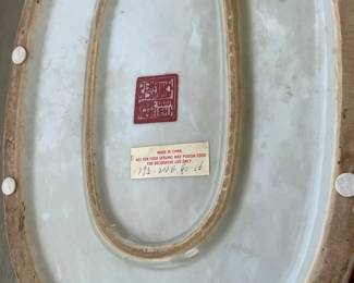 C50 - $250. Chinese Famille Rose Porcelain Large Fish Bowl. Measures 18" x 10.5" x 6" tall. HEAVY. Gold Painted Handles. No issues noted. 