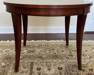 C66 - $425. PAIR of Sherrill Occasional Tables from Furnitureland South. Both are 36" round. Tall one is 26" tall. Shorter is 19" tall. The taller one has some sun fading on the top. (Retail $994 & $825)