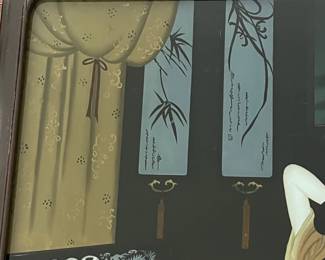 C30 - $450 PAIR of Coordinating Reverse Paintings. Each measures 19.75" x 27.5" framed. Beautiful condition!