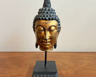 C38 - $40. Wood Buddha Sculpture. Measures 17" tall. 