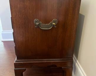 C80 - $125. Small 3 drawer chest. Measures 24" x 14.5" deep x 22" tall. (I believe it is from Hickory Chair Company) Solid wood - very good vintage condition!