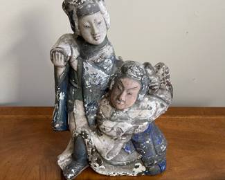 C90 - $75. Japanese Ceramic Sculpture. Measures 12" wide x 16.5" tall. 