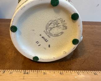 C125 - $50. Royal Doulton Pitcher.  "And when the timrous trout I wait to take, and he devours my bait." Measures 7" wide x 5.5" tall. 