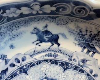 C58 - $180. Vintage Chinese Porcelain Hand-Painted Bowl. Measures 14.25" diameter. 