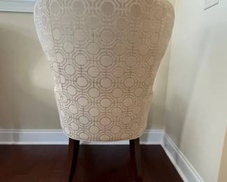 C73 - $1,250 PAIR of Custom Upholstered Hostess Chairs. Custom Fabric "1918 Garbo". Measures 29" x 29" deep x 42" tall. Floor to seat is 19". (Retail was $3,143 on the pair.) EXCELLENT condition. 