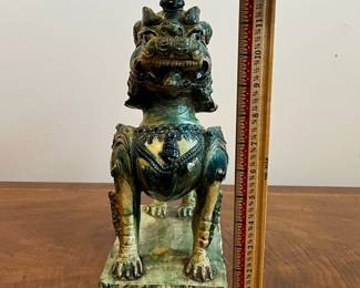 C39 - $75. Foo Dog Designed & Modeled by Seven Moons Studios. 1950. Measures 10" x 5.5" x 13" tall. One corner had chipped off and has been re-glued. 