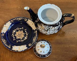 C84 - $45. Vintage Thun Czech 24kt gold painted Cobalt Tea Set. "Original Cobalt"