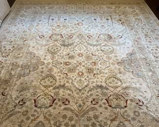 C48 - $4,000. Area Rug from Fargo Hanna. (Originally purchased for $13,000!)  At least 200 knots per inch. Measures 9' x 12.5'. It does have some sun fading and pilling in one area. Super high quality - Come and make an offer!