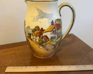 C127 - $95. 3 Pc Set of Royal Doulton Seriesware England China. Plate is 10". Bowl is 9" x 4.25". (This has chips all around the edge and the most wear). Pitcher is 8" tall. 