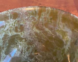 C21 - $25. Vintage Green Chinese Jade Bowl Measures 4" wide x 2" tall (without stand) 4" tall with stand. Has 1 minor crack that is about 1" long - hard to notice but it is there. 