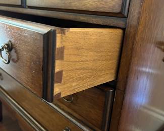 C80 - $125. Small 3 drawer chest. Measures 24" x 14.5" deep x 22" tall. (I believe it is from Hickory Chair Company) Solid wood - very good vintage condition!