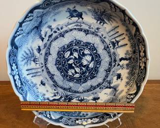 C58 - $180. Vintage Chinese Porcelain Hand-Painted Bowl. Measures 14.25" diameter. 