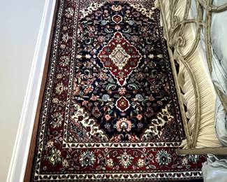 C103 - $275. Wool Rug. Measures 4' x 6'. 100% virgin lamb wool pile. 144 knots per inch. Very good condition! Beautiful bright colors. 