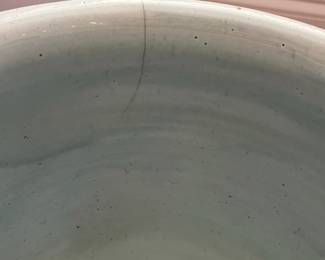 C70 - English Pottery - Redware Bread Crocks. $225 Tallest 15" wide x 15" tall. $175 smaller 12" x 12".  Larger has crazing on the inside. Both have hairline cracks that start at the top and go down a couple inches. 