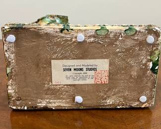 C39 - $75. Foo Dog Designed & Modeled by Seven Moons Studios. 1950. Measures 10" x 5.5" x 13" tall. One corner had chipped off and has been re-glued. 