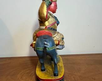 C32 - $95. Chinese Emperor on Horse. Carved wooden statue. Measures 9.5" x 5.5"