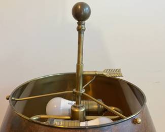 C34 - $175. Bouillotte Lamp by Wildwood Lamp with Metal Shade. Brass Base is 7.5" square x 27" tall. Excellent Condition - no dents in shade. 