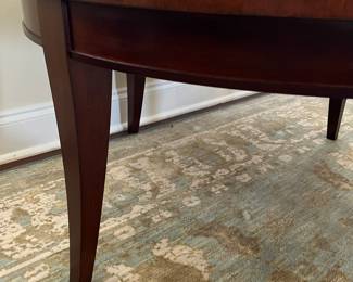 C66 - $425. PAIR of Sherrill Occasional Tables from Furnitureland South. Both are 36" round. Tall one is 26" tall. Shorter is 19" tall. The taller one has some sun fading on the top. (Retail $994 & $825)