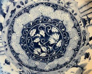 C58 - $180. Vintage Chinese Porcelain Hand-Painted Bowl. Measures 14.25" diameter. 