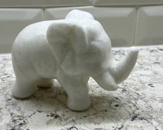 C88 - $20. Small Marble Elephant Statue. Tusks are chipped. 