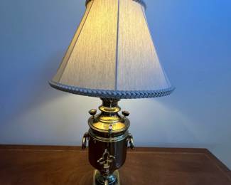 C27 - $100. Russian Samovar Lamp. Measures 9.75" wide x 27.5" tall. 