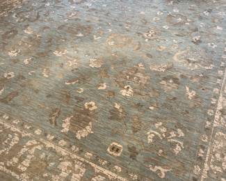 C23 - $75. Karastan Titanium 9'4" x 12' 9". New Zealand Wool & Viscose Pile. ***Not typical Karastan quality and the rug has significant wear spots almost down to the base. See photos. 