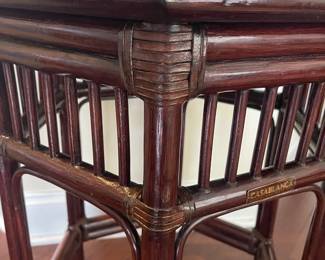 C93 - $150. Hexagon Palm Beach Regency Side Table. Casablanca Collection - Murata Godo Inc. Tokyo. Measures 18" x 21" across x 23" tall. v