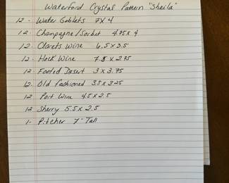 C112 - $2000. 97 Pcs of Shelia Waterford Crystal. Priced as a lot but if you're interested in individual sets feel free to text your offers! 