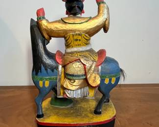 C32 - $95. Chinese Emperor on Horse. Carved wooden statue. Measures 9.5" x 5.5"