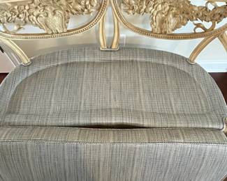 C22 - $750. Antique Bench from hotel in Downtown Detroit - early 1900s. Has been reupholstered. Measures 52" wide x 28" deep x 37" tall. Floor to seat is 22.5". Back middle leg has been repaired. Lightweight to move but very sturdy. Great Statement Piece! 