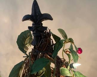 C114 - $45 PAIR of Topiary Trees. Measures 9.5" square at base x 45" tall / 50" tall. 