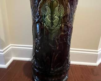 C24 - $150. Umbrella Stand. Excellent Condition - no chips cracks etc. Measures 10" across x 19" tall. (Unsigned but looks like Roseville)