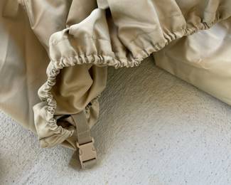 C120 - $100. Cover Mates. 4 Chair Covers  aprox 36" wide 1 Loveseat Cover aprox 56" wide. Covermates brand. Draw string bottoms with mesh back. Heavy Duty - like new condition. 