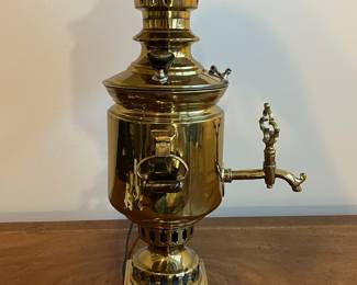 C27 - $100. Russian Samovar Lamp. Measures 9.75" wide x 27.5" tall. 