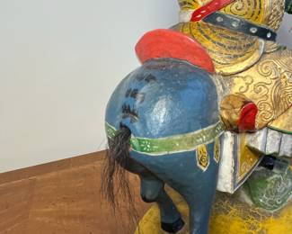 C32 - $95. Chinese Emperor on Horse. Carved wooden statue. Measures 9.5" x 5.5"