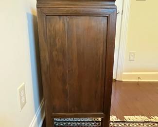 C16 - $225. Asian Antique Cabinet. Solid wood - very light to move. Has 5 Drawers - 1 Middle Cabinet with 2 doors. Measures 38.25" x 17.5" deep x 35.5" tall. Versatile piece for TV or storage!