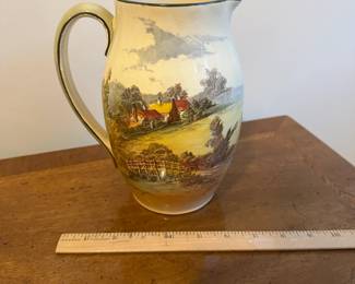 C127 - $95. 3 Pc Set of Royal Doulton Seriesware England China. Plate is 10". Bowl is 9" x 4.25". (This has chips all around the edge and the most wear). Pitcher is 8" tall. 