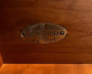 C1 - $2,500. Drexel Heritage Limited Edition Heirloom Federal Style Breakfront China Cabinet. #71/275. Heritage Heirloom Secretary Bookcase. If you're looking for a breakfront for a statement piece this is IT! Absolutely *amazing* condition! Heritage Heirloom Secretary Bookcase. Measures 78" wide x 15" deep x 89" tall. 