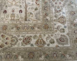 C48 - $4,000. Area Rug from Fargo Hanna. (Originally purchased for $13,000!)  At least 200 knots per inch. Measures 9' x 12.5'. It does have some sun fading and pilling in one area. Super high quality - Come and make an offer!