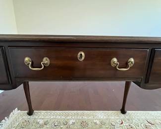 C64 - $500. Henkel-Harris Virginia Galleries Queen Anne Style Desk. Measures 42" wide x 20.5" deep x 30.25" tall. Very good condition. The biggest issue I notice is duct tape reside on the back. 