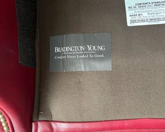 C52 - $1,200. Bradington Young Leather Recliner. Leather is in great condition! Measures 35" x 35" x 46" tall. 