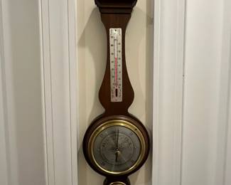 C28 - $40. Vintage Banjo Style Airguide Thermometer, Barometer & Hygrometer. Measures 6.5" wide x 20.5" tall. 