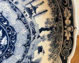 C58 - $180. Vintage Chinese Porcelain Hand-Painted Bowl. Measures 14.25" diameter. 