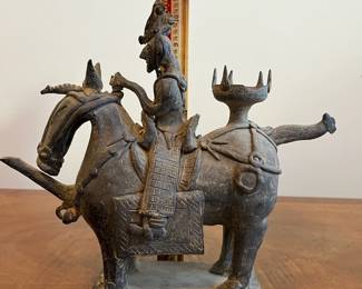 C45 - $50. Korean Warrior Stoneware Teapot. Measures 11.5" x 4" x 10" tall. 