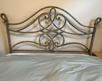C11 - $1250. Queen Iron Bed Frame. Old Biscayne Designs "Florence". Signed "Gabrielli 08". Headboard is 62" tall. Footboard is 38" tall. Like NEW Original Mattress Factory Mattress (Orthopedic) & Box Spring. They have always been covered. 