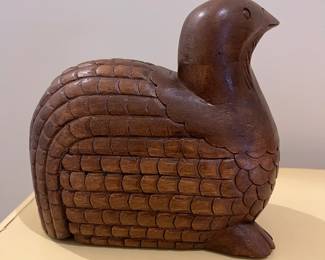 C18 - $40. Carved Bird with hidden compartment on the bottom. Measures 8" long x 4.25" x 7.5" tall. 