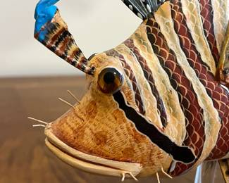 C29 - $75. Decorative Mixed Media Lion Fish made of wood and metal. Measures 10.25" x 8.25" tall. 