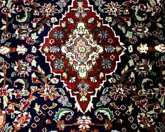 C103 - $275. Wool Rug. Measures 4' x 6'. 100% virgin lamb wool pile. 144 knots per inch. Very good condition! Beautiful bright colors. 