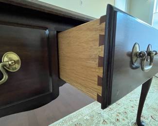 C64 - $500. Henkel-Harris Virginia Galleries Queen Anne Style Desk. Measures 42" wide x 20.5" deep x 30.25" tall. Very good condition. The biggest issue I notice is duct tape reside on the back. 